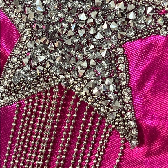 FANTASTIC FAWN metallic fuchsia star dress M L - Picture 10 of 11
